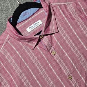 Tommy Bahama Mens Coconut Point Samba Stripe Shirt in Moroccan Plum Size XL